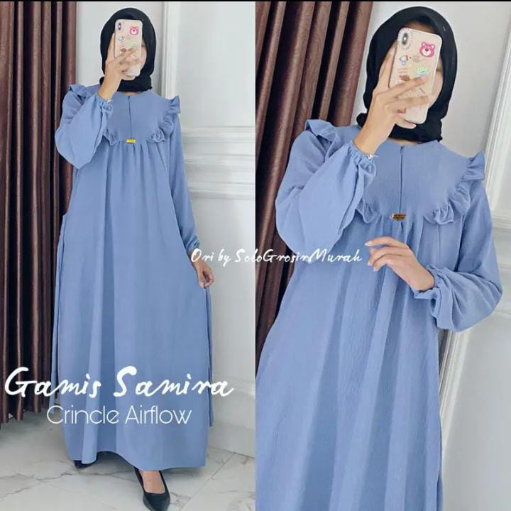 Gamis Samira Crincle Airflow Terbaru LD 110cm