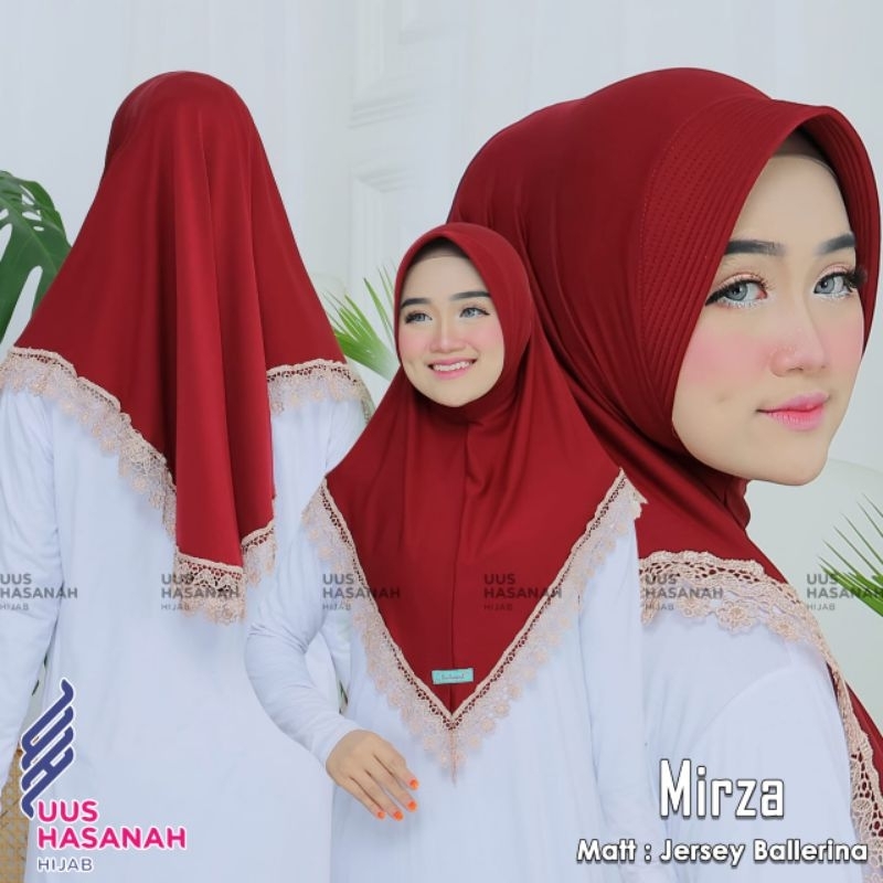 [Uus Hasanah]••MIRZA RENDA•• Hijab instan•• hijab renda~jersey super