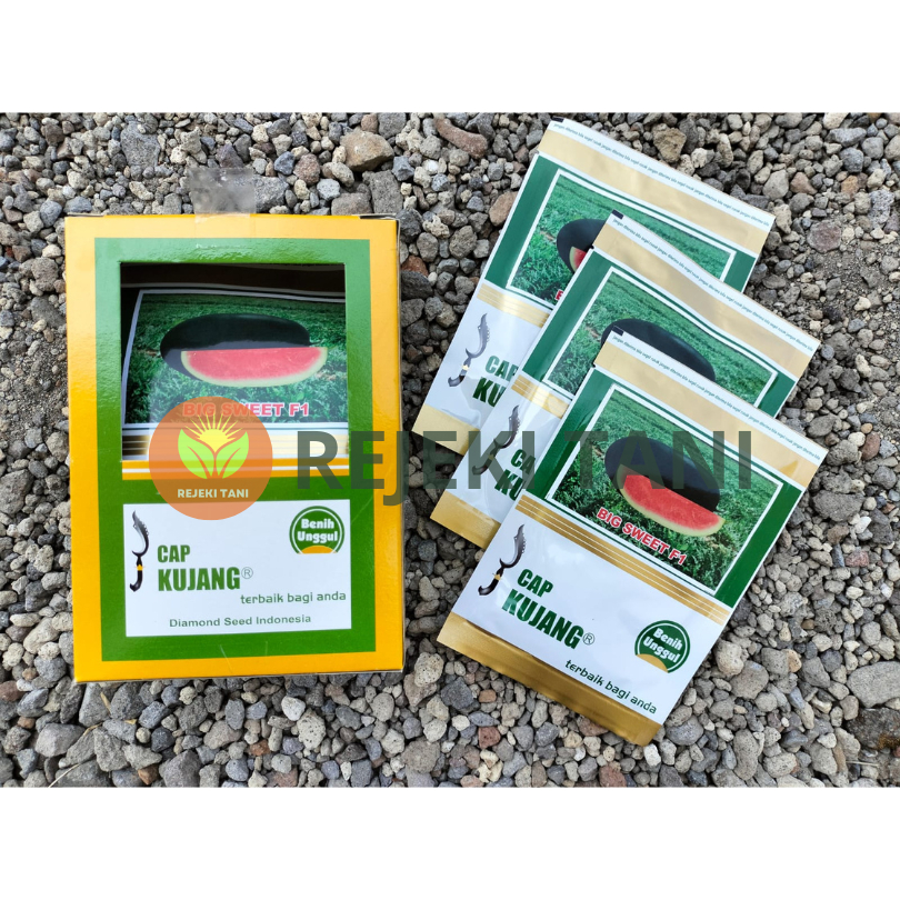 NEW BENIH SEMANGKA INUL MERAH CAP KUJANG BIG SWEET F1 ISI 500 BIJI TERLARIS