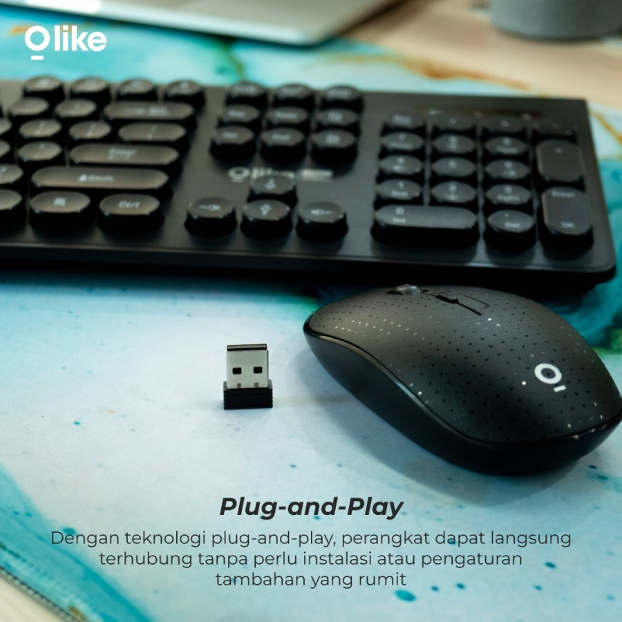 Olike KMS1 Wireless Keyboard &amp; Optical Mouse Combo Set