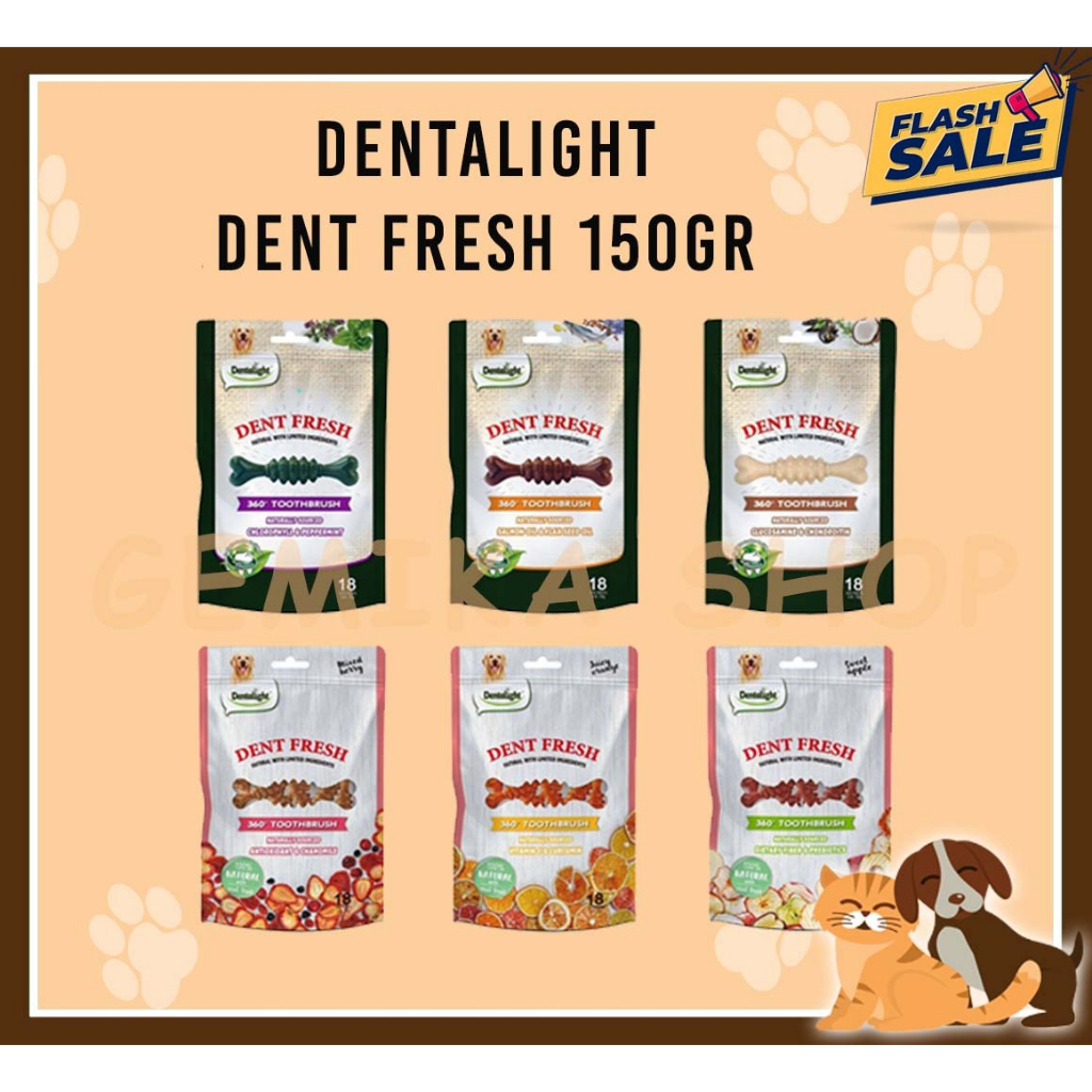 DENTALIGHT DENT FRESH TOOTBRUSH 360 SNACK ANJING 150GR