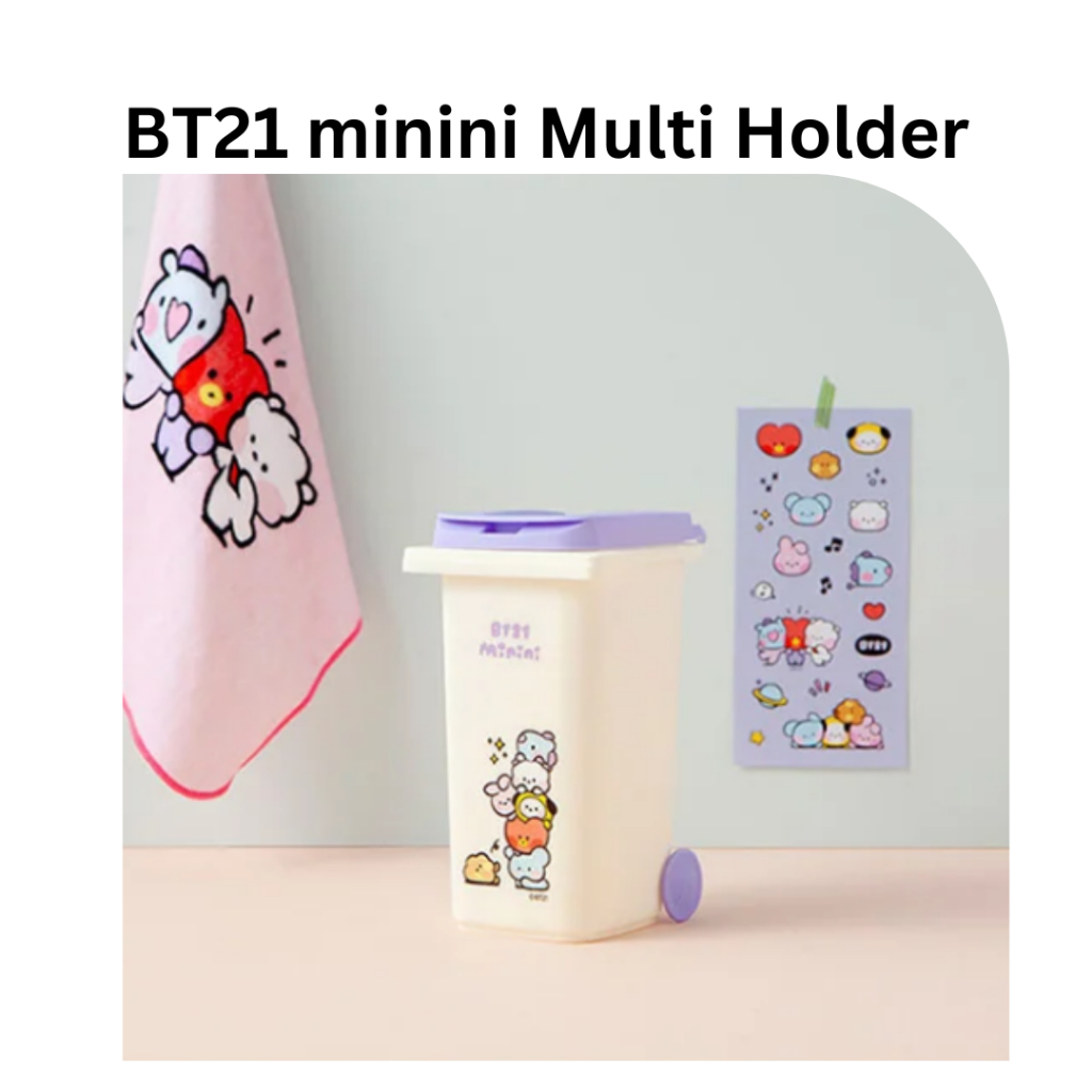 

BT21 minini Multi Holder Pencil Pens Holder Desk Wastebasket
