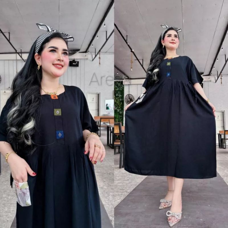 DRESS VIRAL DASTER CIBI SEKDRESS BAHAN RAYON KANCING DEPAN