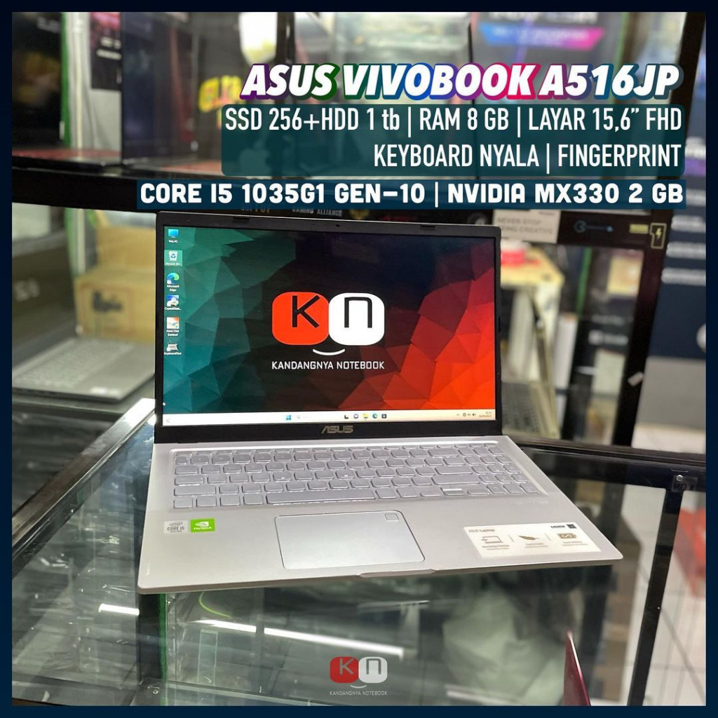 ASUS VIVOBOOK A516JP I5 1035G1 GEN10 RAM 8GB SSD 256GB + HDD 1TB MX330 2GB