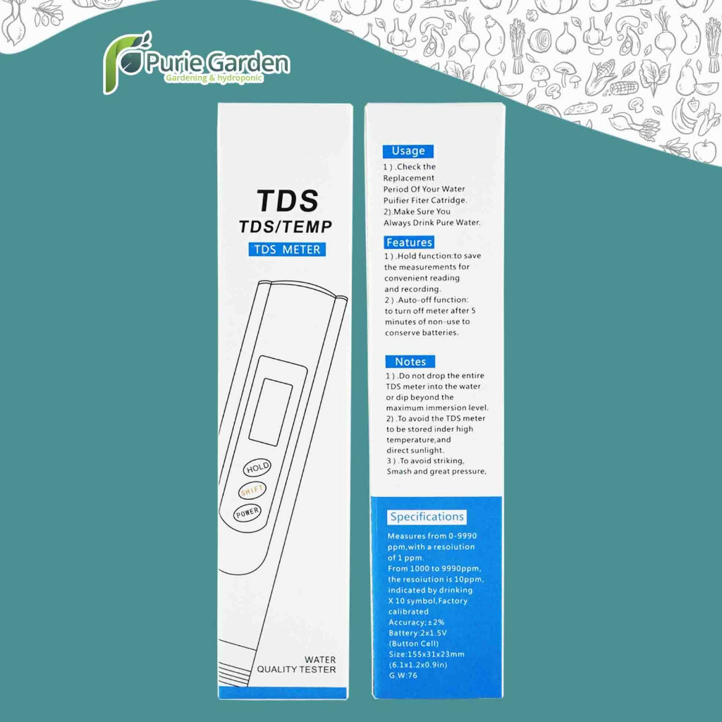 TDS Meter Alat Ukur Hidroponik Hold