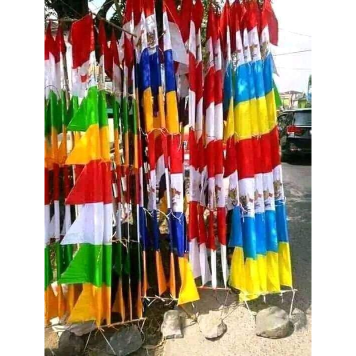 Bendera Umbul Umbul Bandir Merah Putih Warna Warni 6 8 10 Mata Gergaji Zig Zag Hiasan Dekorasi 17an Agustusan