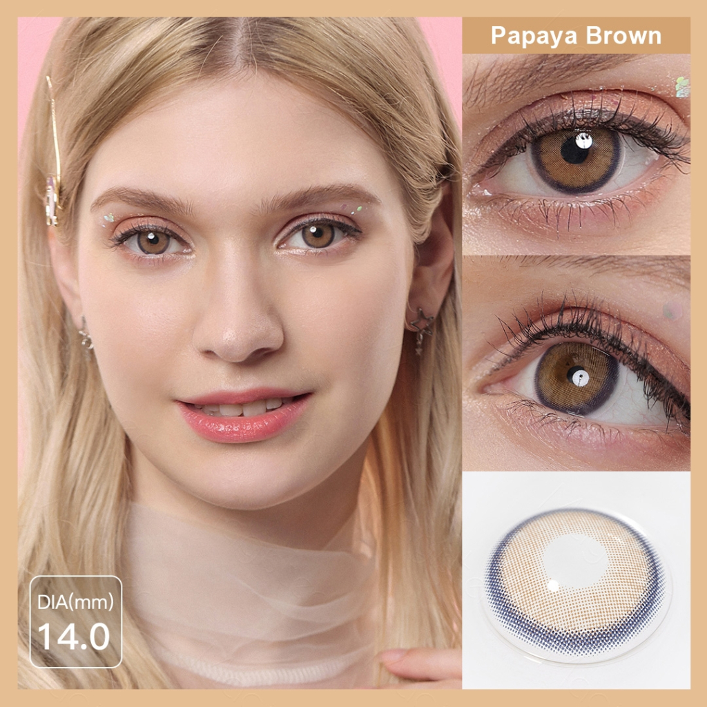 [0.00~-6.00] MAGISTER SOFTLENS MINUS 14MM SOFTLENS MELODY PAPAYA BROWN / CREAM BROWN