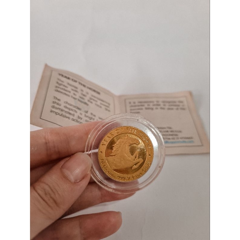 KOIN EMAS LM LOGAM MULIA YEAR OF THE HORSE 2002 SERTIFIKAT CERTIFICATE 24K 999.9% 10 GRAM