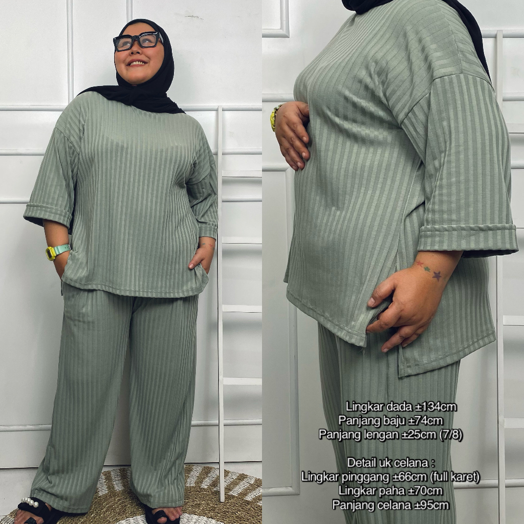 Oneset Jolly Knit Setelan Wanita Oversize Top Busui dan Nonbusui Hijab Friendly