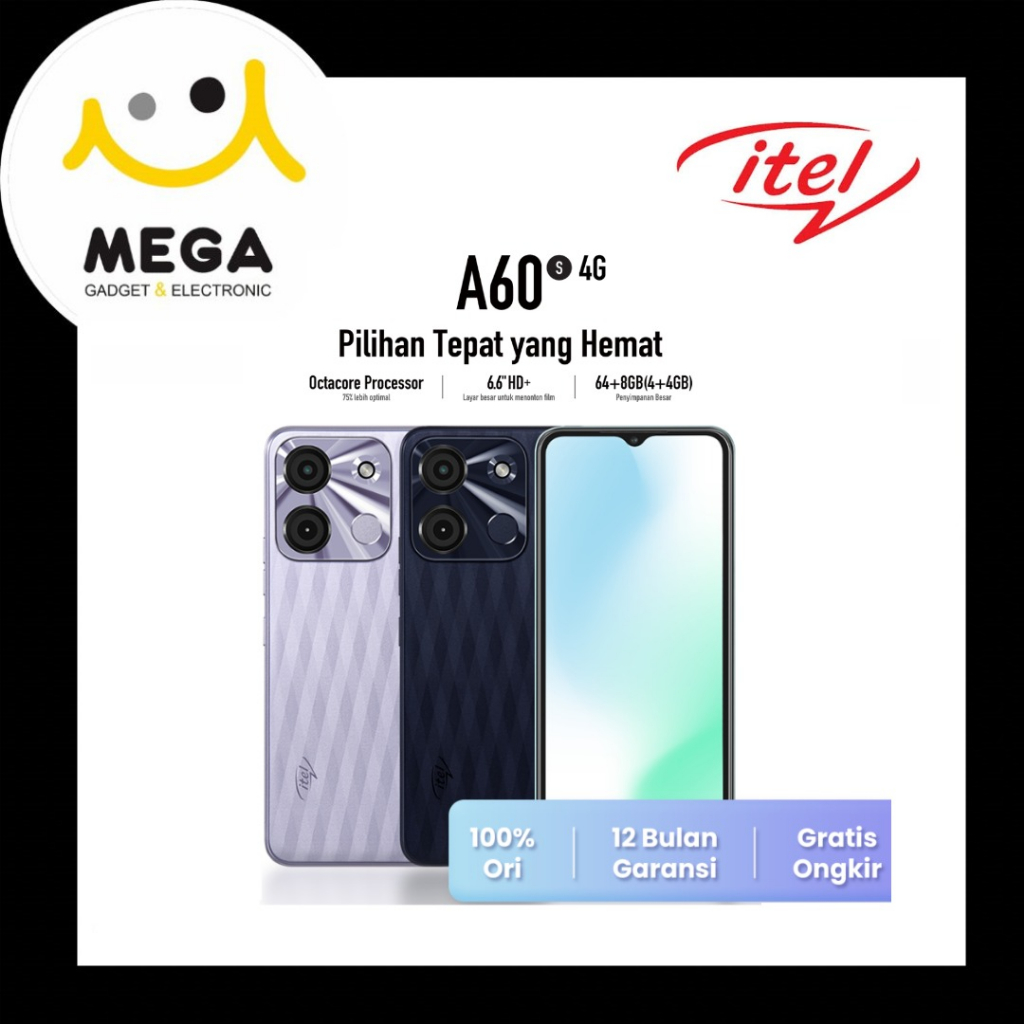 Itel A60S 4GB + 64GB Garansi Resmi Itel Indonesia