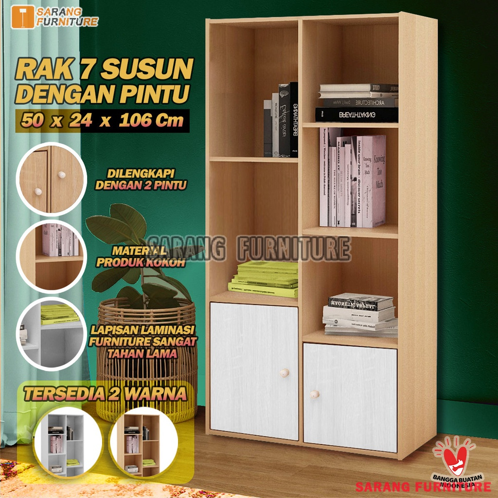 RAK BUKU 7 SUSUN RAK MAINAN SERBAGUNA WHITE CREAM LEMARI SERBAGUNA LEMARI BUKU RSG 3 SUSUN RSG 4 SUSUN JTR  SELURUH INDONESIA