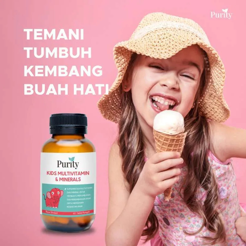 [BPOM] Purity Kids Multivitamin &amp; Minerals 60 Tablet Kunyah / Vitamin Anak / Multivitamin Anak / MYMOM