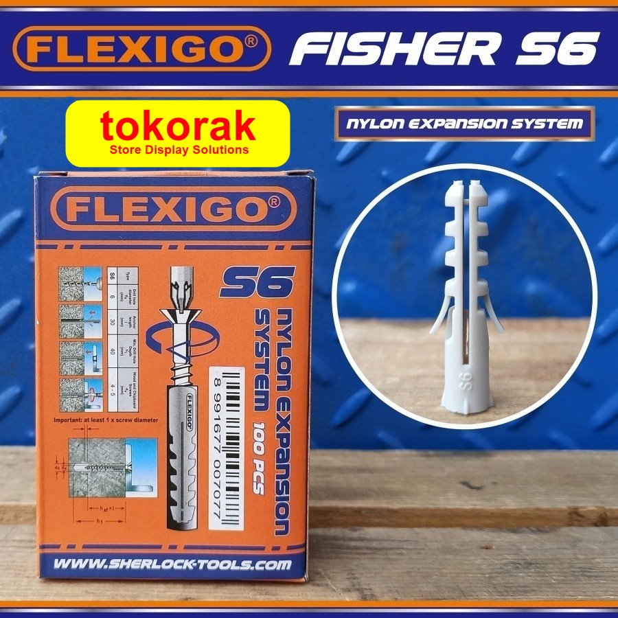 FLEXIGO FISHER NYLON PENGENCANG BAUT FASTERNER S6 100 PCS VISER VIRGIN