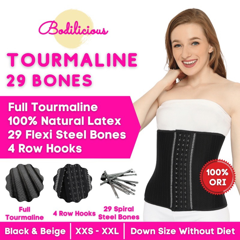 Tourmaline Korset Latex 29 Bones Waist Trainer Corset Turmalin pelangsing Pembakar Lemak 29 Bone kor