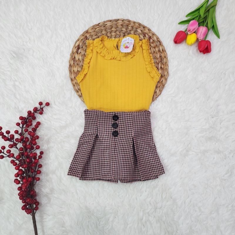 Baju bayi perempuan Set rok *tartan* baby