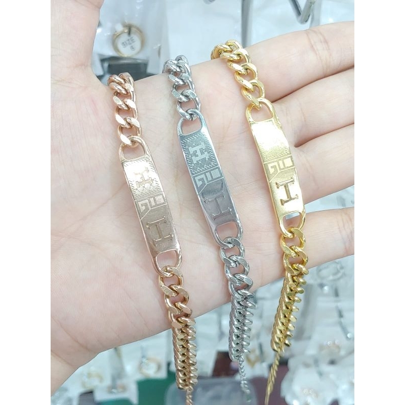 gelang rantai plat hrm* fashion titanium anti karat anti luntur