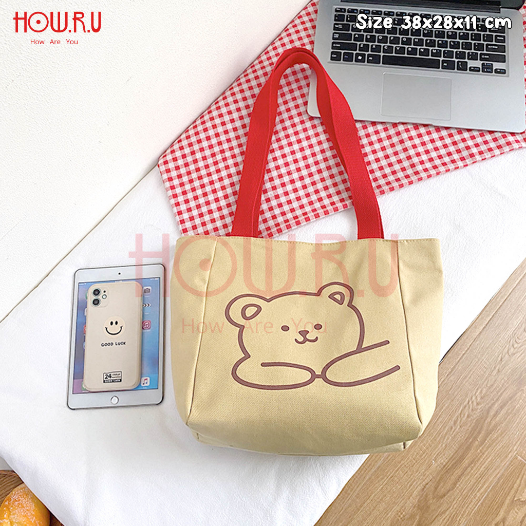 Tote bag Korea / Tas tote Motif Beruang Lucu