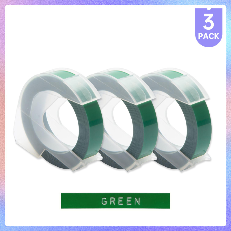 

3Rolls Green Refills Tape 9mm*3M 3D Embossing Manual Operation Suitable for DYMO1610 12965 Motex1540 e5500 E101 Stickers Printer