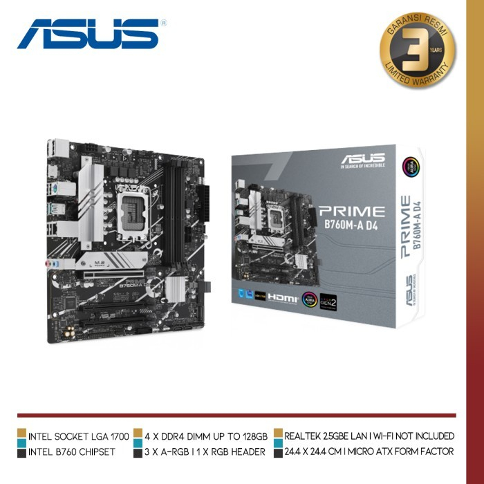 ASUS PRIME B760M-A D4 | Intel B760 LGA 1700 DDR4 Micro ATX