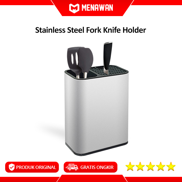 Kitchen Knife Rack Holder Stainless Steel Rak Pisau Spatula Alat Masak Anti Karat Original