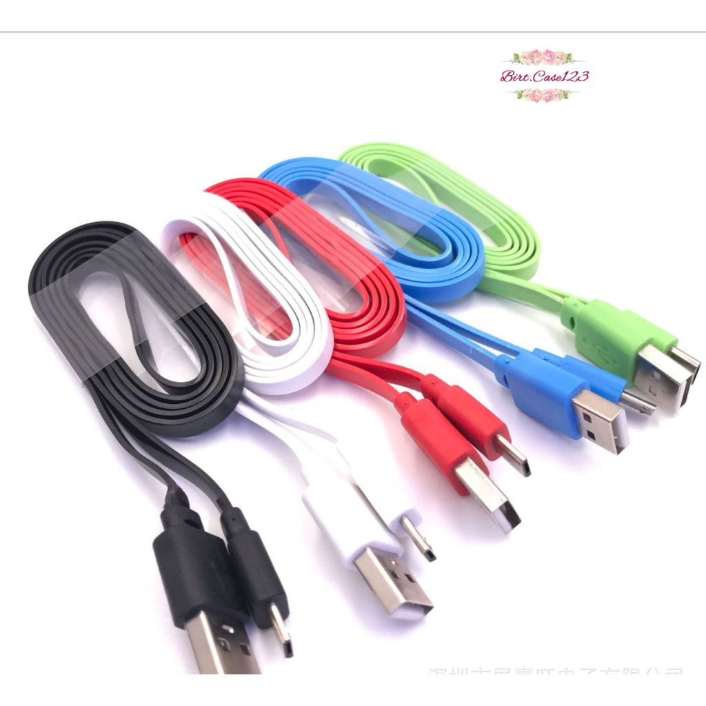 ￼Kabel cable Data macaron pipih gepeng  Micro usb , tipe c usb , iPhone usb 2.4A Warna Lengkap Support Fast Charging 1M DATA CABLE Android &amp; iOS BC8102