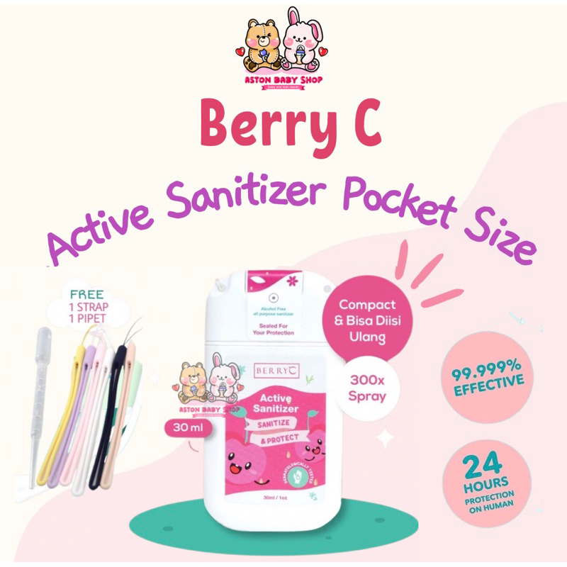 Berry C Active Pocket Sanitizer Spray 30 ml FREE STRAP BerryC Active Sanitizer Water