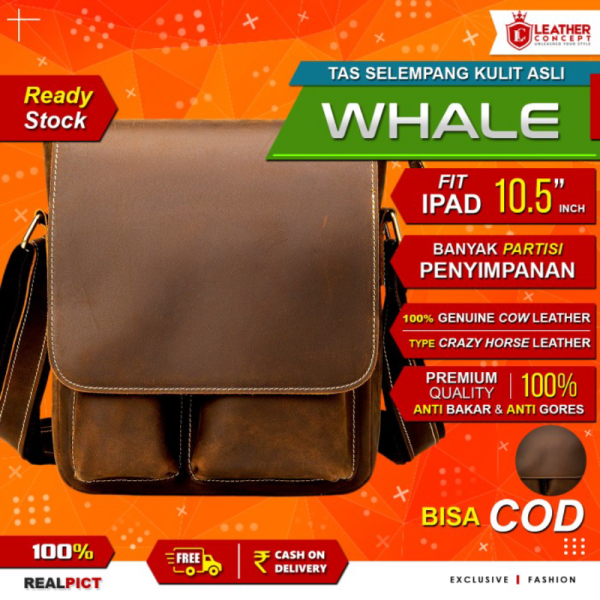 Unik Tas Selempang Pria Kulit Sapi Asli - WHALE By Napoleon Murah