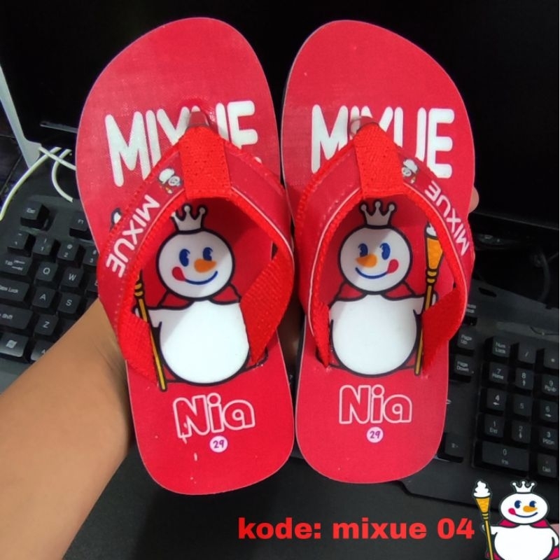 SANDAL CUSTOM NAMA KARAKTER MIXUE ANAK/DEWASA