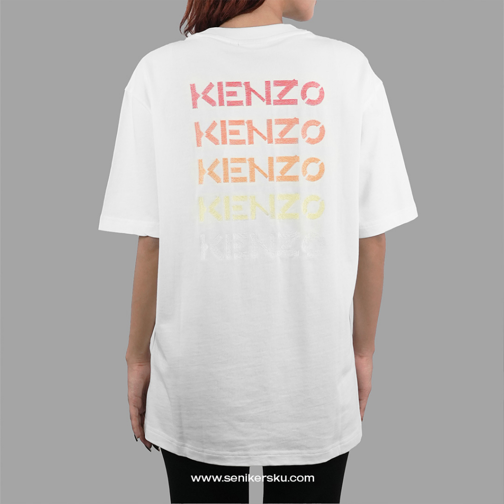 Kenzo Embroidered Multicolor Logo White Tee