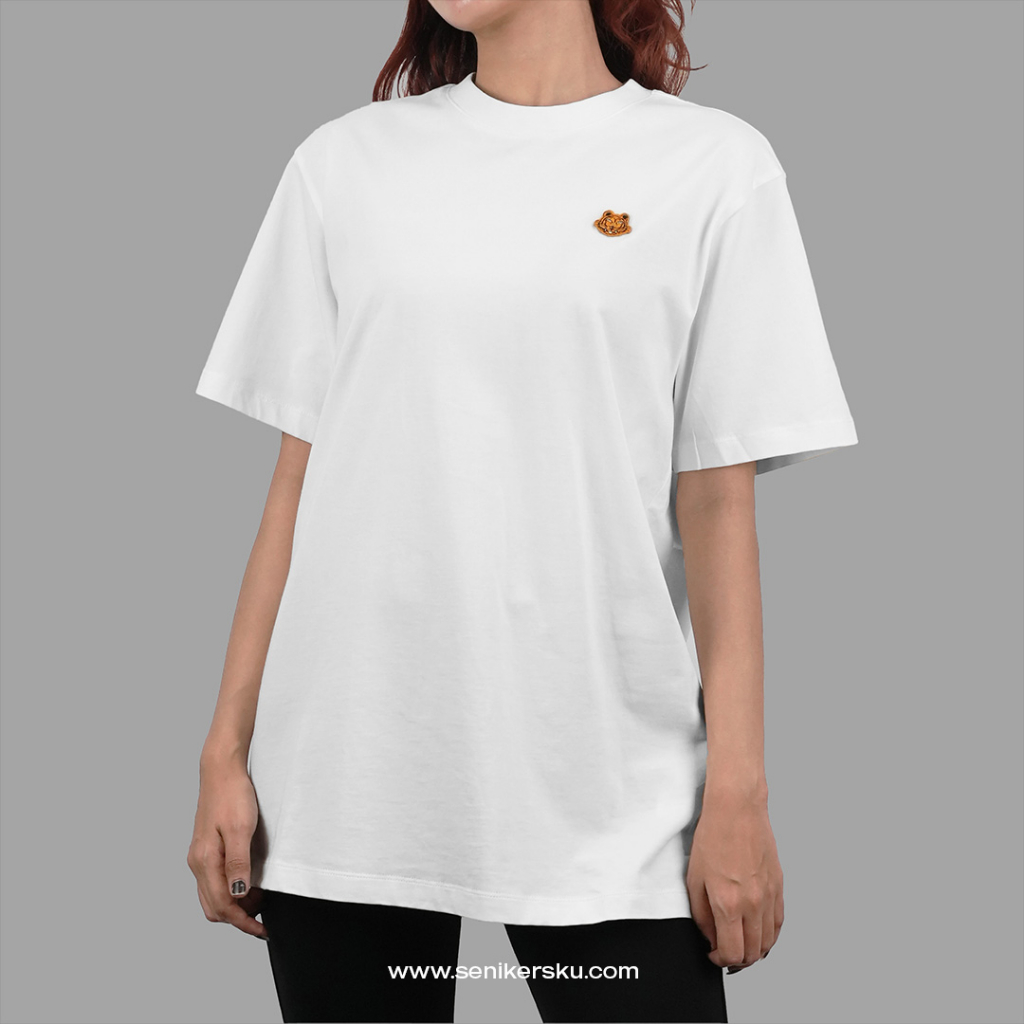 Kenzo Mini Tiger Embroidered Gold White Tee