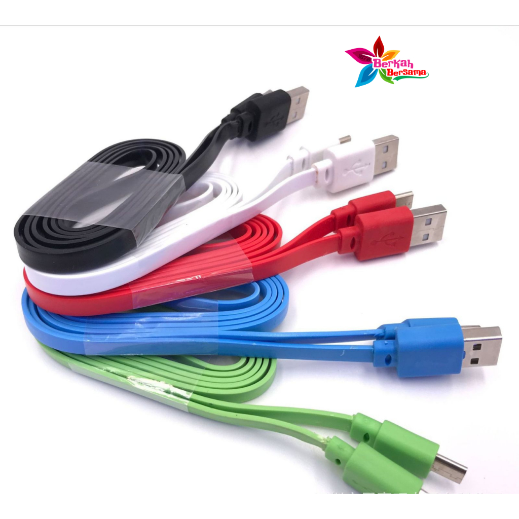 Kabel cable Data macaron pipih gepeng  Micro usb , tipe c usb , iPhone usb 2.4A Warna Lengkap Support Fast Charging 1M DATA CABLE Android &amp; iOS BB8531