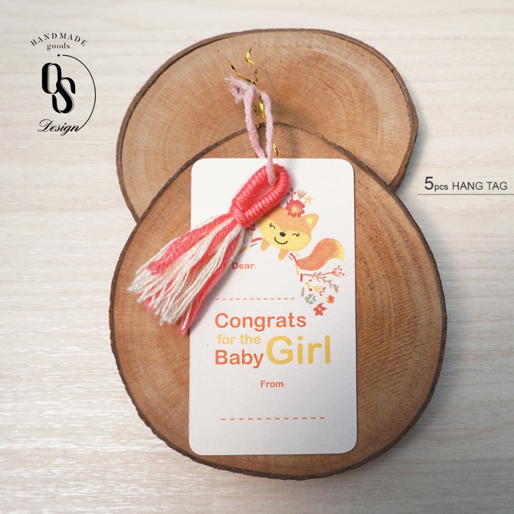 

hang tag lahiran anak perempuan hangtag baby girl newborn gift card little fox