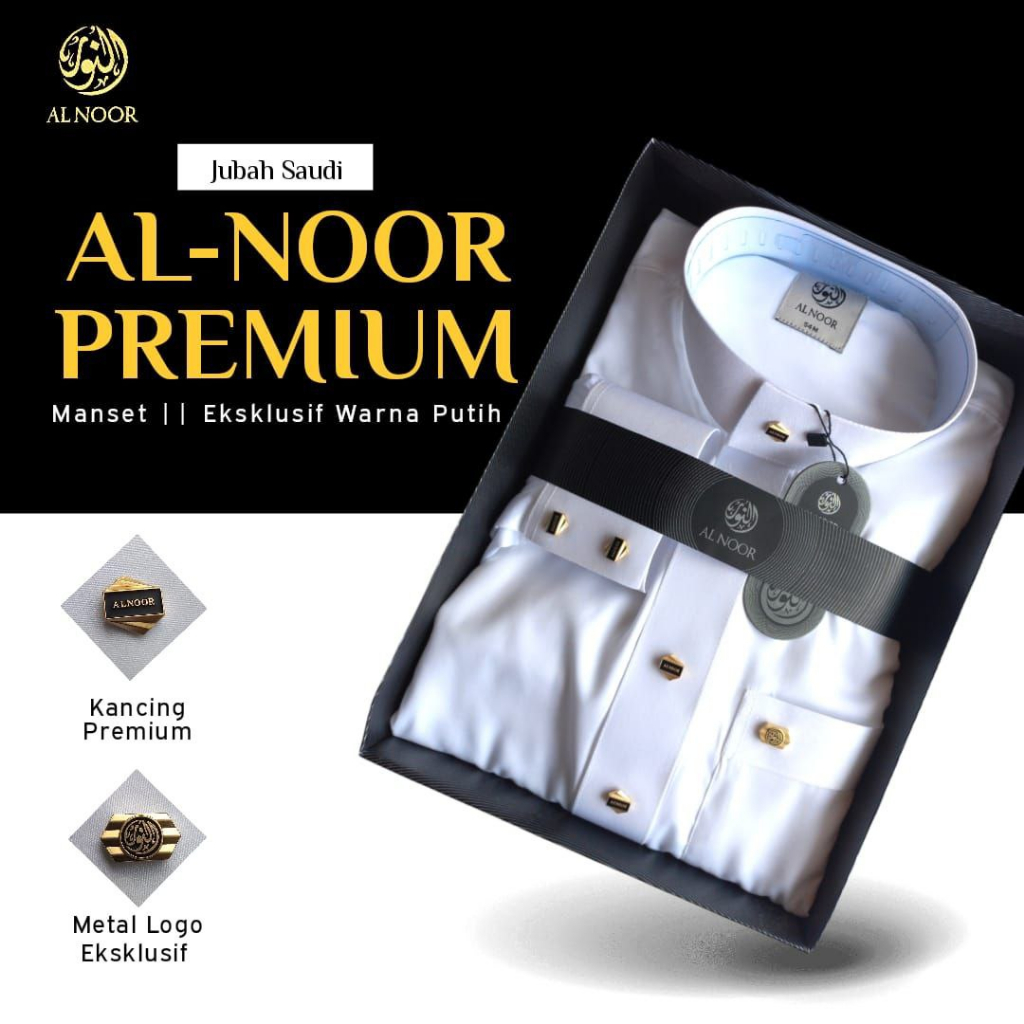 JUBAH GAMIS AL NOOR DEWASA BORDIR NON MANSET DAN MANSET PUTIH HITAM