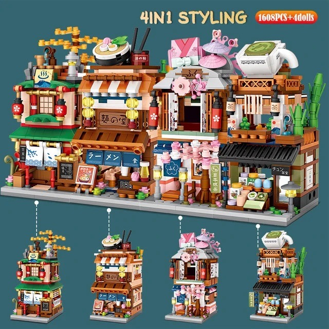 [Bisa COD] blok bangunan mainan diy/Kimono Shop/Noodle canteen/Hot spring house/Matcha