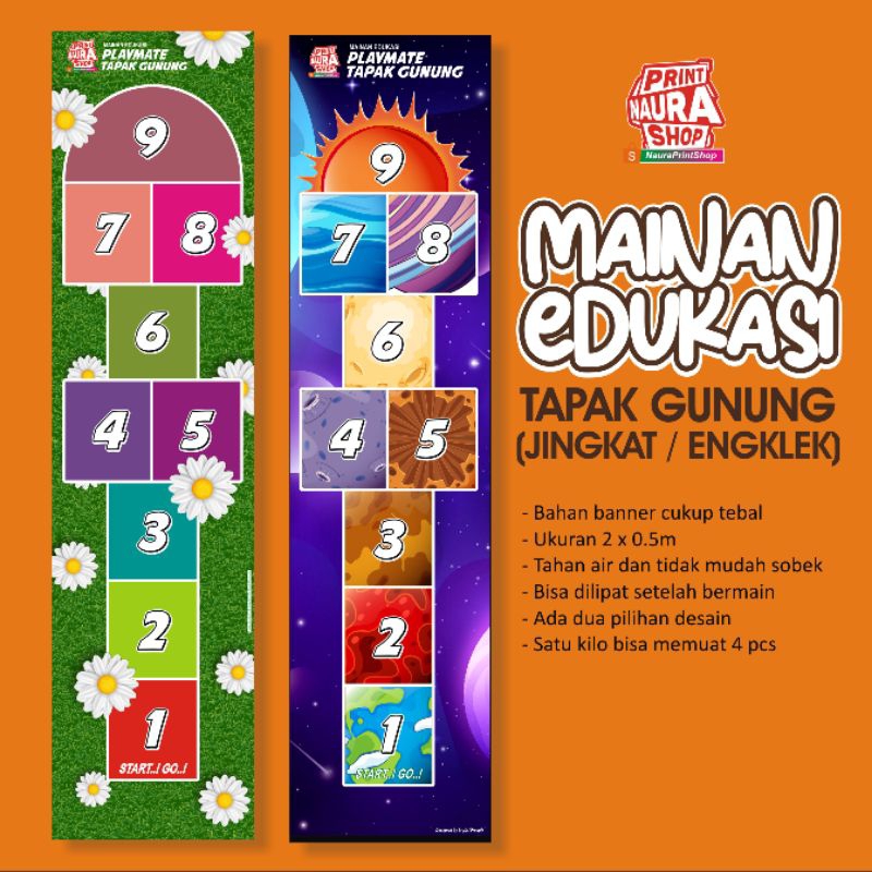 MAINAN EDUKASI ANAK - PLAYMATE BANNER JINGKAT ENGKLEK 2x0.5METER BY NAURA-PRINT-SHOP