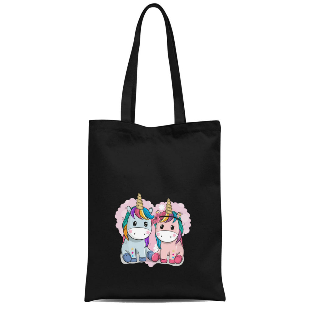 Totebag Resleting Full Colour Twin Unicorn tas sekolah anak kuliah kampus viral || Kiiyoomii ||