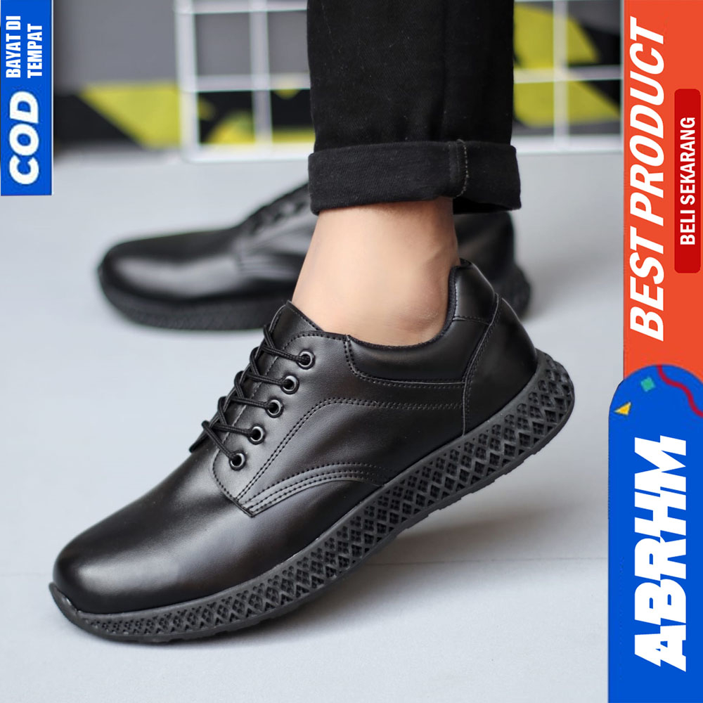 ABRHM Sepatu Casual Sneakers Kasual Formal Hitam Pria