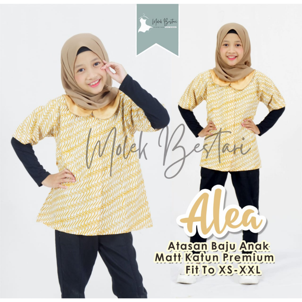 ALEA Baju Atasan Batik Anak Remaja Premium 1-13 Tahun Blus Batik Motif Elegant Baju Seragam Tradisio