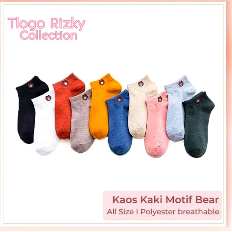 (Tlogo)Rizky Smg036 "Kaos kaki ankle motif bear lucu