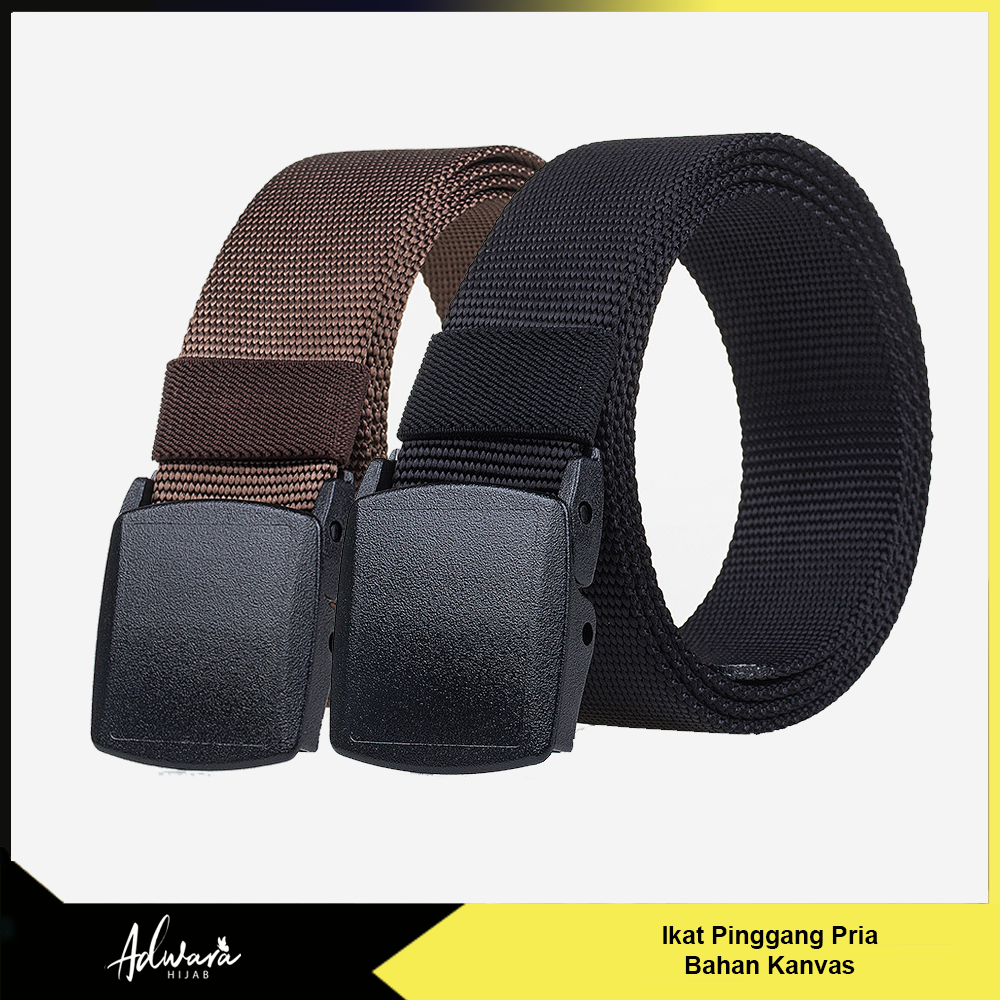 Sabuk Pria Canvas / Ikat Pinggang Anti Metal Detector / Tactical Military Belt