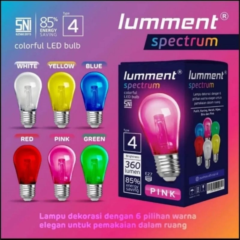 Lampu LED warna Dekorasi lumment spectrum type 4 E27 / Lampu dekorasi warna Lumment spectrum type 4 E27