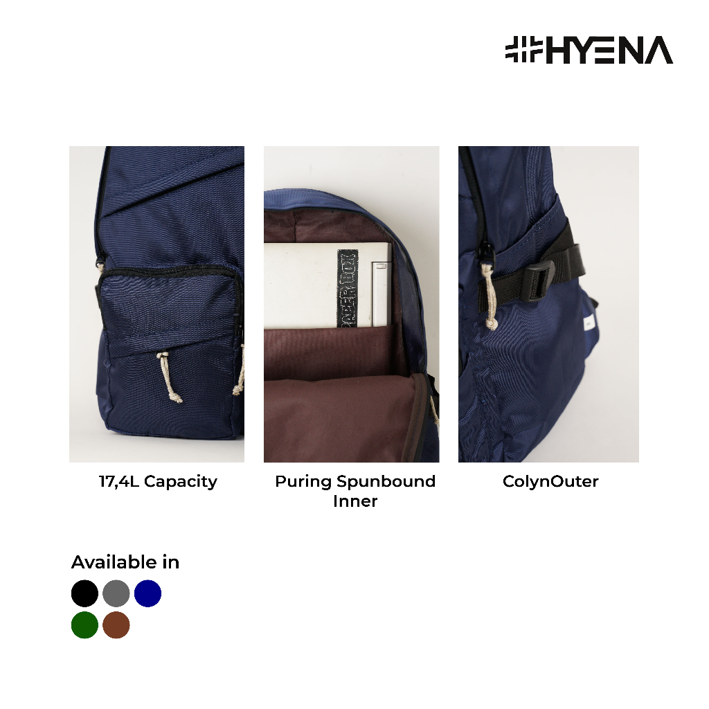 Hyena - Backpack Colyn Series Tas Punggung Tas Ransel Unisex Tas Laptop Tas Sekolah Tas Kuliah Pria Wanita (DD22)