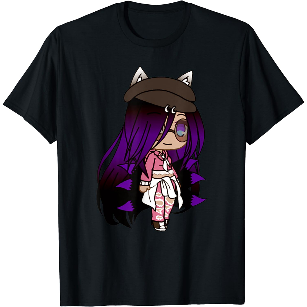 Kaos Anak Cute Chibi style Kawaii Anime Girl with Fox Ears and Tails T-Shirt Fashion Baju Atasan Ana