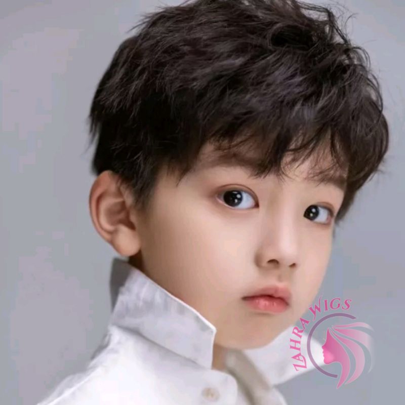 WIG RANBUT PALSU MODEL KERITING PENDEK UNTUK ANAK LAKI-LAKI