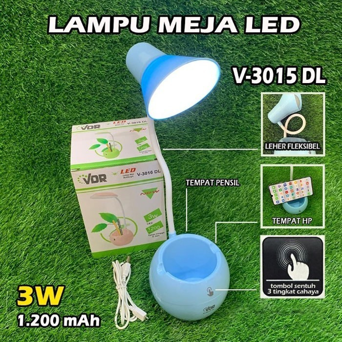 Lampu Meja Belajar LED 3 Watt Rechargeable VDR V-3015DL