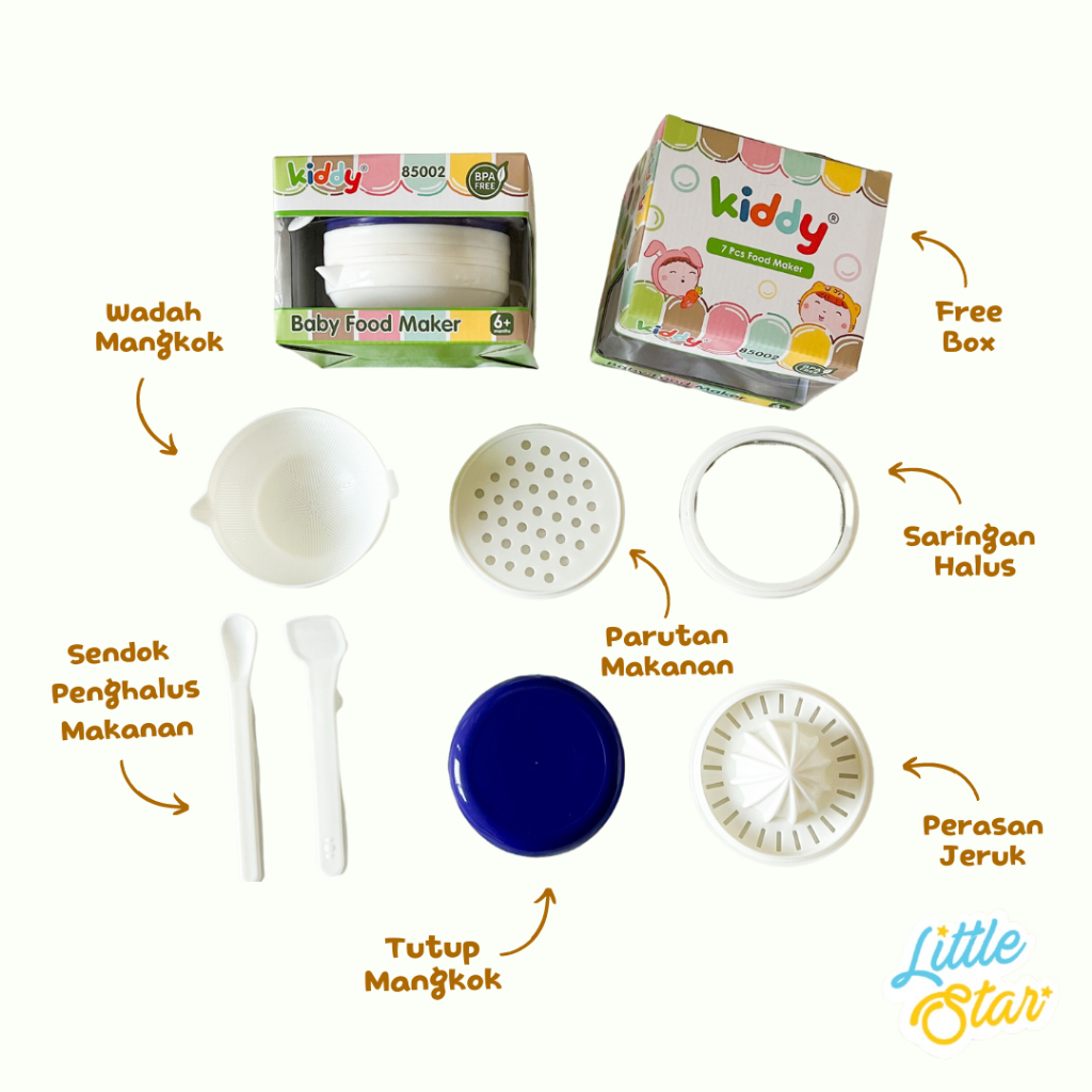 Kiddy 7in1 Baby Food Maker Penghalus Makanan Bayi Mpasi Set Perlengkapan Makan Newborn Baru Lahir