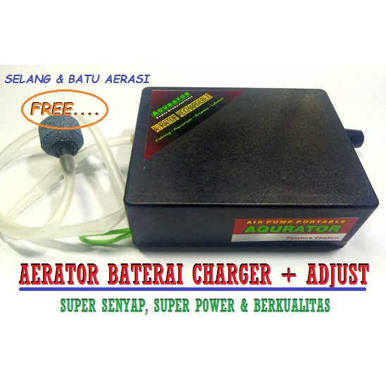 Aerator Baterai Charger plus Pengatur Tekanan Angin Airator Charger Pompa Gelembung Udara Oxigen Aqu