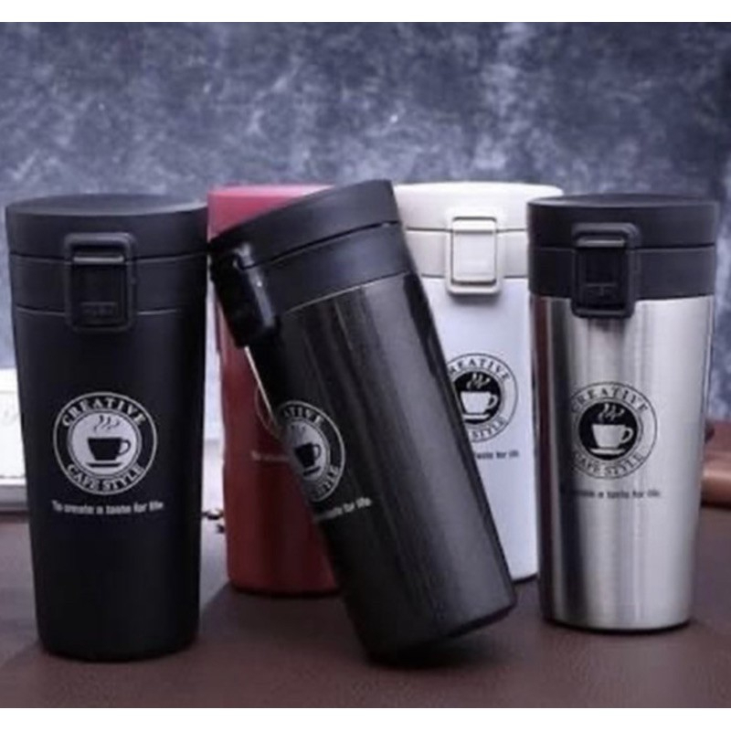 Termos Kopi Tahan Air Panas dan Dingin 380ml Vacuum Insulation Coffee Travel Mug Stainless Steel