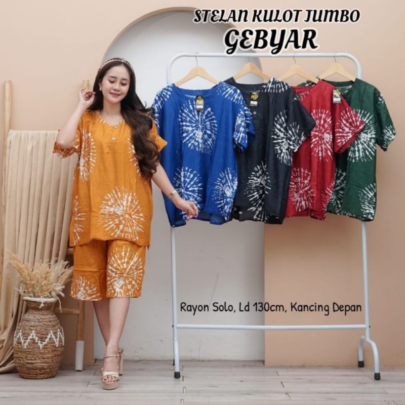 Grosir Piyama Jumbo XXXL Setelan Bigsize Kulot Hitam Putih LD 130 Gogo Celana Pendek