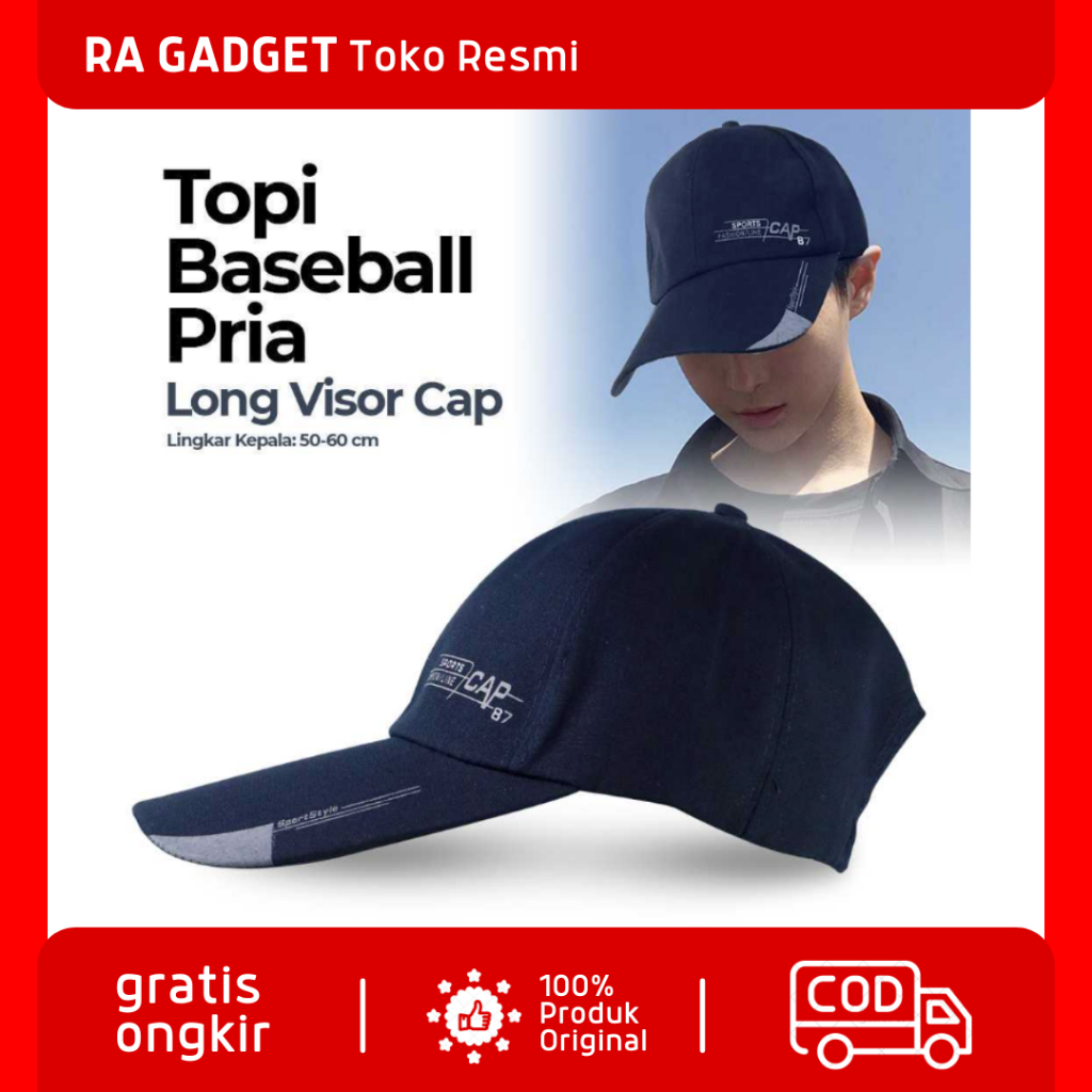 Topi Baseball Golf Pria Outdoor Fashion Line Cap Long Visor / Topi Snapback Basebal Pria Wanita Cowo
